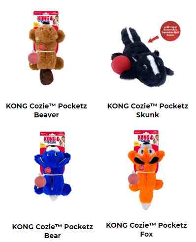 KONG Cozie Pocketz Beaver Dog Toy, Medium